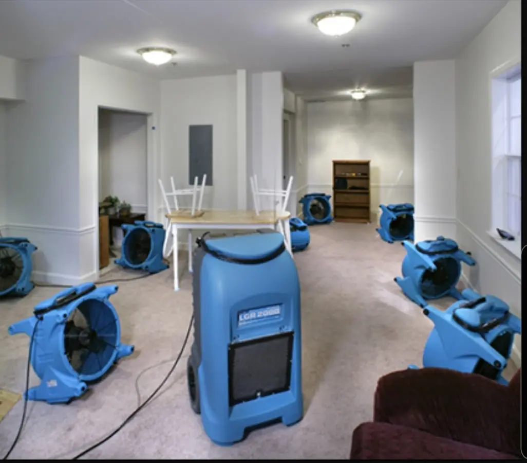 Air movers and dehumidifier setup for Water Extraction & Removal in San Luis